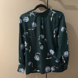 Ann Taylor Factory Green Floral Blouse